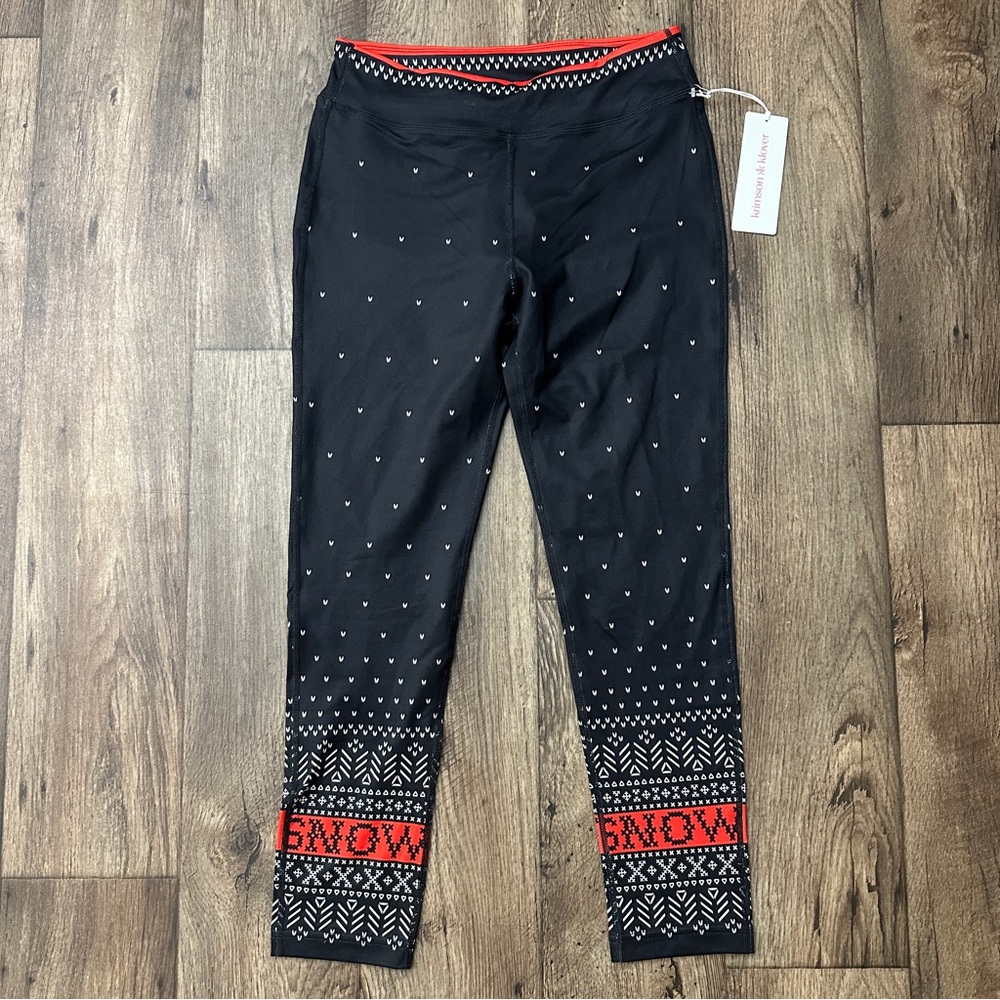 Krimson Klover Let It Snow Baselayer Leggings Women's Size M Black Red